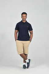 Navy Blue Polo with Red Logo - Lepus
