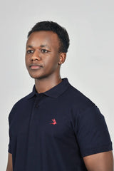 Navy Blue Polo with Red Logo - Lepus