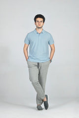 Sky Blue Polo with Pink Logo - Lepus